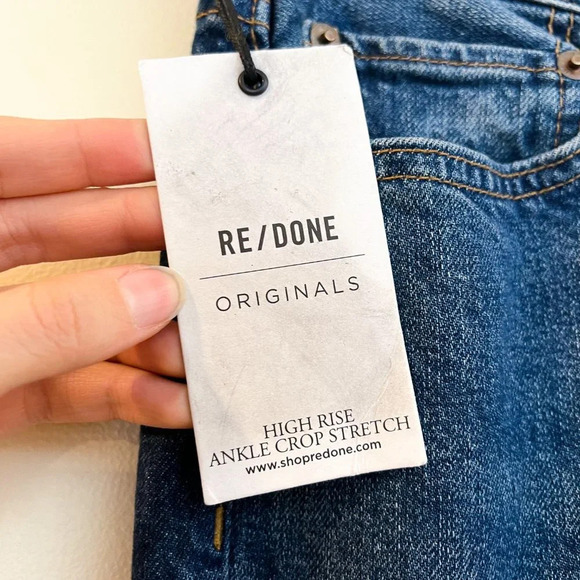 RE/DONE High Rise Skinny Classic Navy Designer Cropped Denim Jeans 29 NWT - Picture 9 of 11